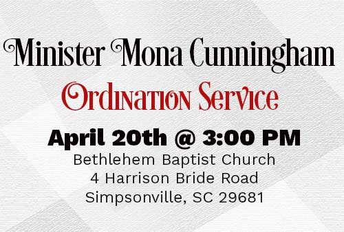 Ordination Service for Minister Mona Cunningham